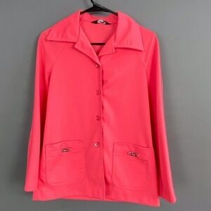 VINTAGE jack winter coral pink leisure button jacket polyester small medium